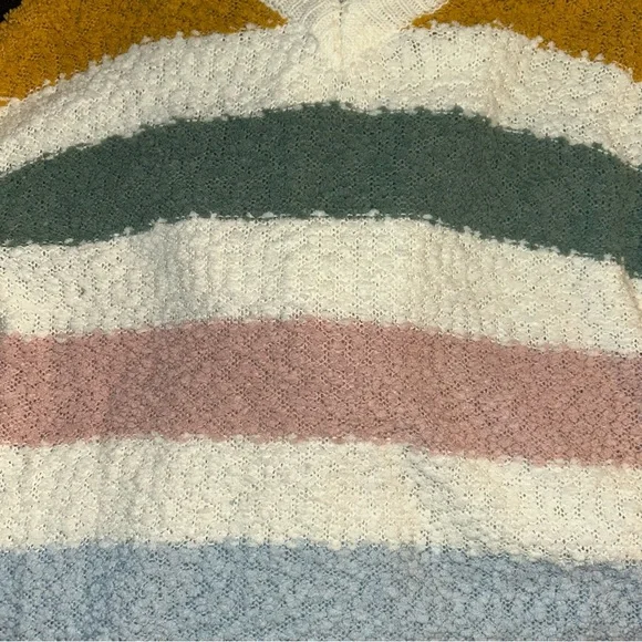 Jolie & Joy Girls Size Large (14) Pullover Hooded Popcorn Striped Sweater - Picture 4 of 8